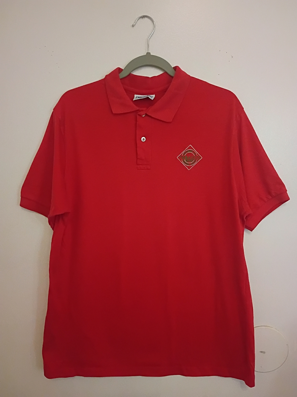 VTG Hanes Men's Tabasco Red Polo Shirt with Chest Emblem Sz XL‎